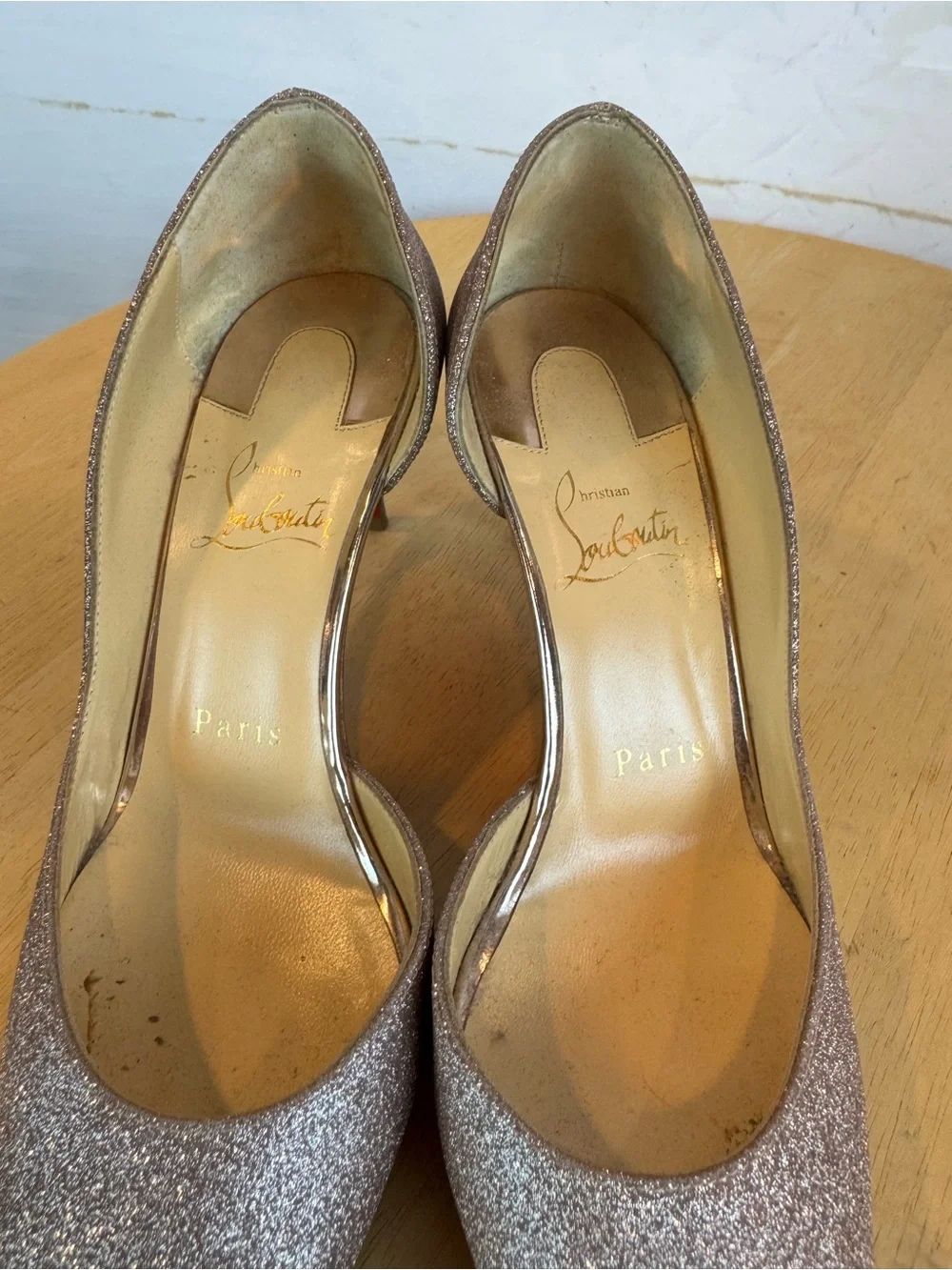 Christian Louboutin | Rose Gold Shimmer Glitter Heel, EU 36.5